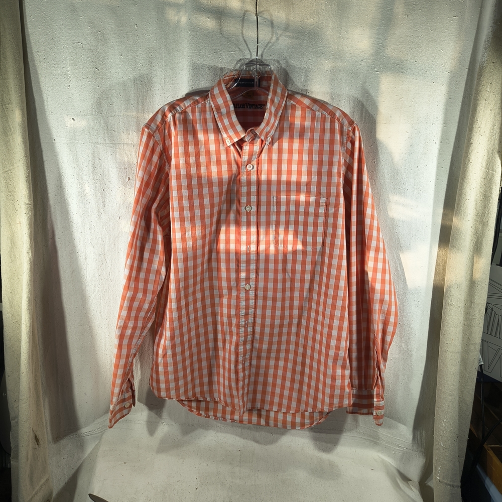 Tailor Vintage Men's Orange Checkered Button Down Shirt